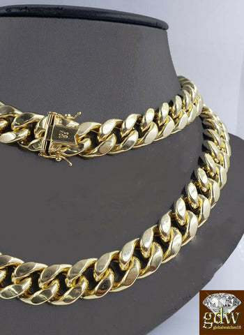 12mm 24" REAL 10k Gold Miami Cuban Chain Necklace BoxClasp Authentic yellow Gold