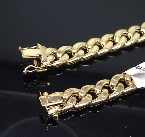 New 10K Yellow Gold Men's 9mm Miami Cuban Bracelet 10 inch With Box Lock