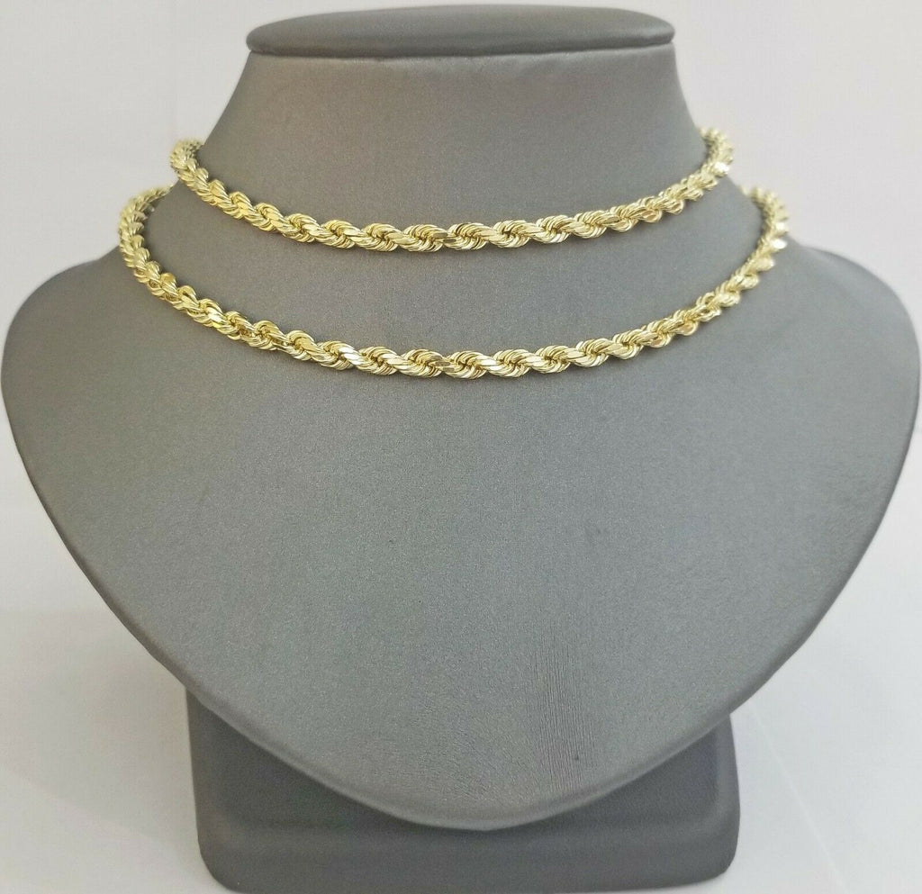 Real 10K Gold Rope Chain Necklace Men 6mm 22 Inch Real Gold –  Globalwatches10