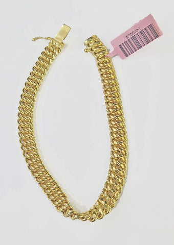 14K Yellow Gold Flat Byzantine Link Bracelet 8mm 7.5 inch Long
