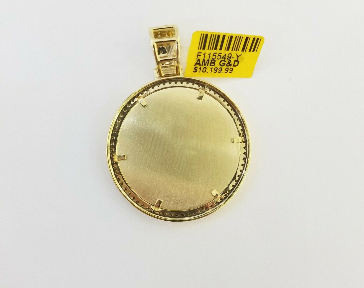 10k Yellow Gold Memory Pendant Charm 0.81CT 2Inch,10kt Real Round Diamond