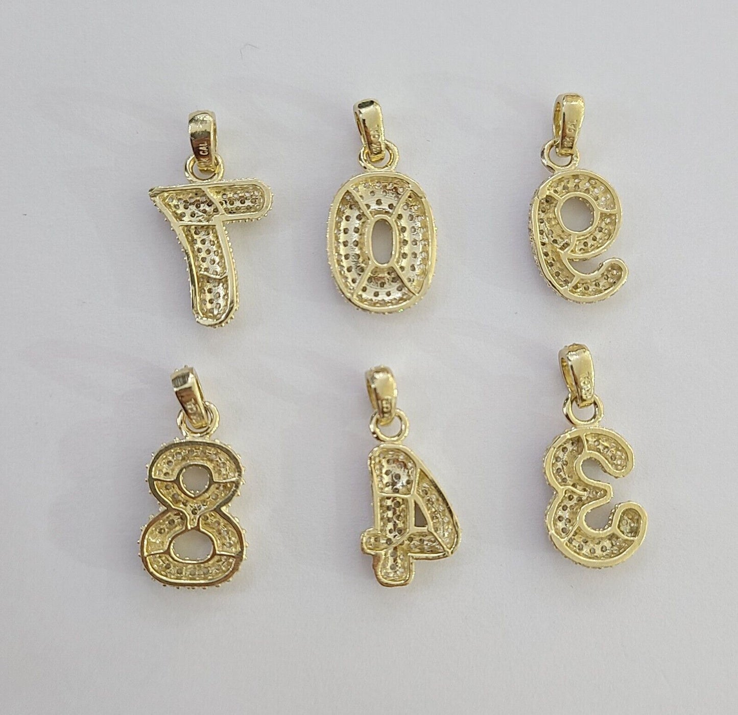 10k Gold Number Charm Pendant Initial Number Letter 0-9 Real