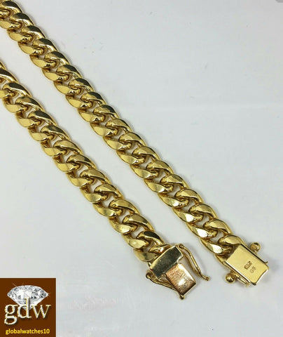 Real 10k yellow Gold Miami Cuban Bracelet 9" Inch Long 7mm Box Lock Unisex.