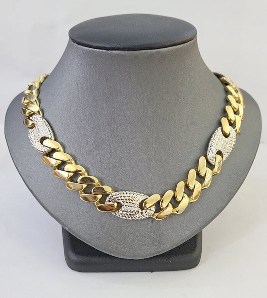 10K Yellow Gold 15mm Miami Cuban Mariner Link Chain Necklace 22" Inch 10Kt