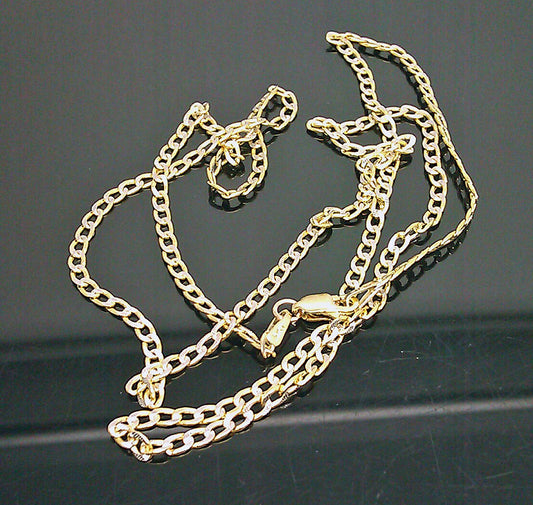 22" Real 10K Yellow Gold Link Chain Necklace Diamond Cut Chain Men Women