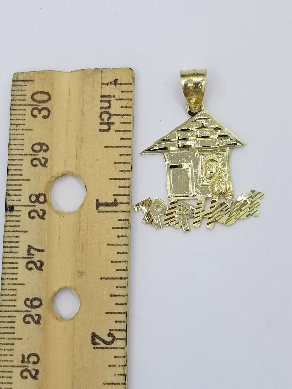 10k Gold Trap House Charm Pendant 2.5mm Rope Chain 18 20 22 24 26 28 Inch