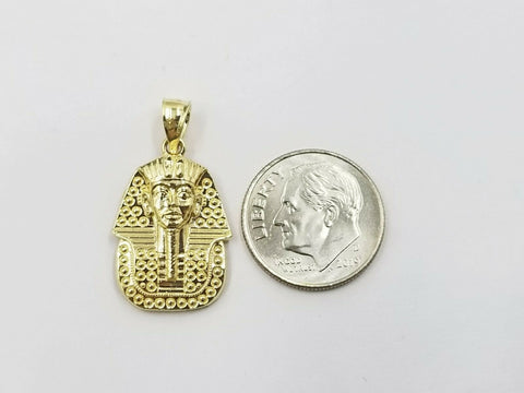 2.5mm Rope Chain 10k Gold Egypt Pharaoh Charm Pendant 18 20 22 24 26 28 Inches