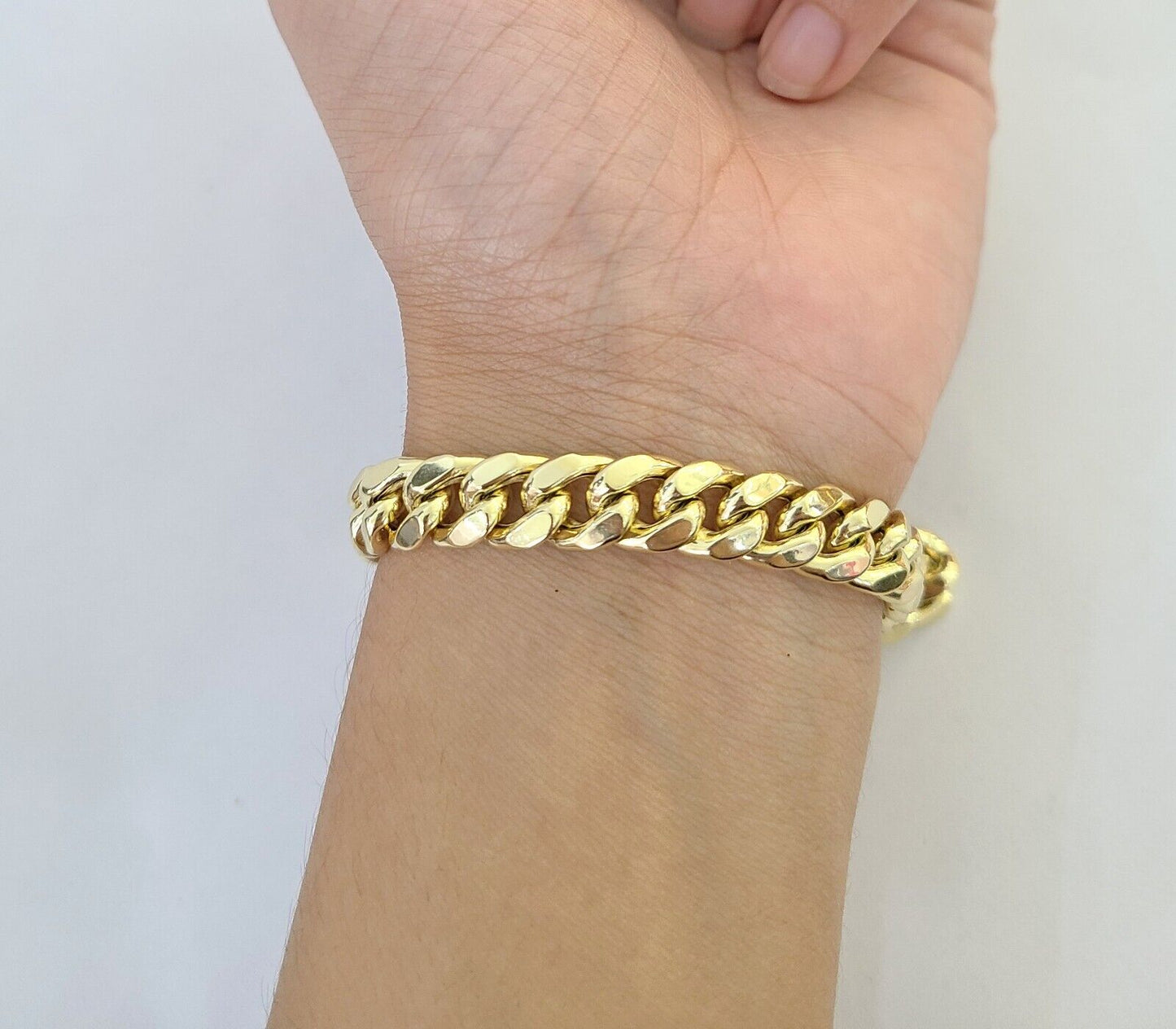 Real 10k Yellow Gold Miami Cuban Link Bracelet 9 Inch 8mm  Box Lock Clasp Link