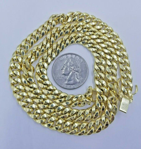 Real 10K Yellow Gold Chain 8mm 20" Necklace Miami Cuban Link Mens Box Lock SHORT