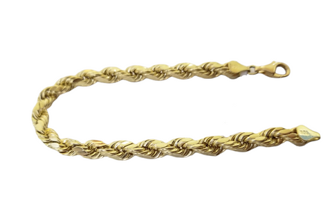 10K Real Gold Bracelet 8" Inch Rope Chain 6mm Lobster Lock Yellow Gold