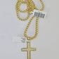 Real 10k Gold Plain Cross Byzantine Chain Necklace 3mm 22" SET 10kt Genuine