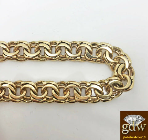 10k Yellow Gold Chino Link ID Bracelet Men 8 Inch Solid Links Franco Rope