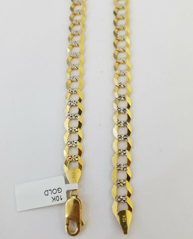 Real 10k Yellow Gold Cuban Curb Link Chain 9mm gold with diamond cuts