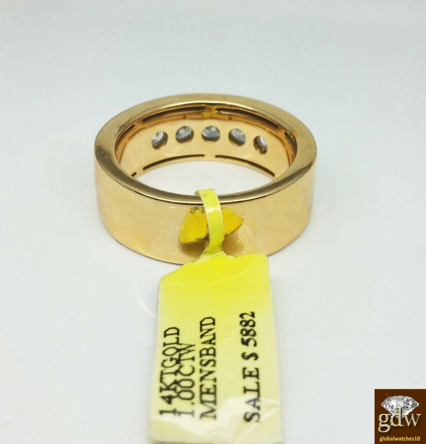 Genuine Brand New 14k Yellow Gold Mens Wedding Band With Real 1 CT Diamonds.