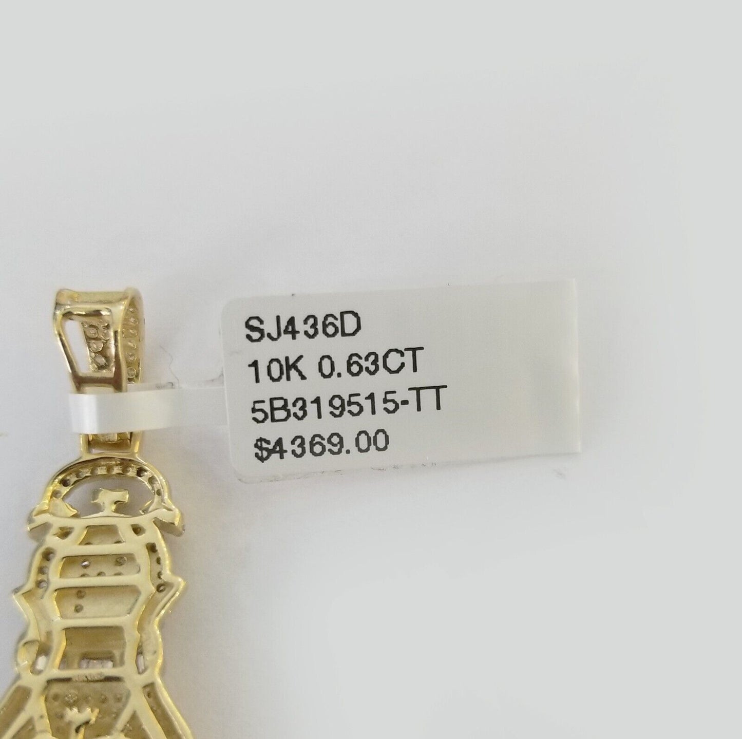 10K Yellow Gold Money Dollar Bag Charm Real Diamond 1" Gold Money Bag Pendant