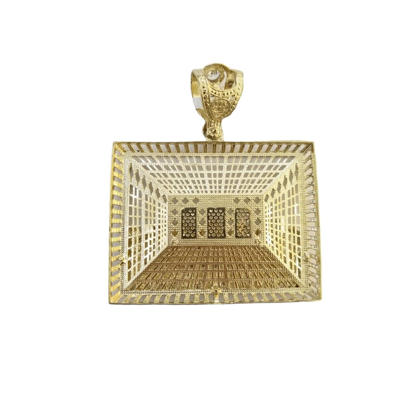 Real 10K Yellow Gold Last Supper Pendent Square Charm 1" Inch