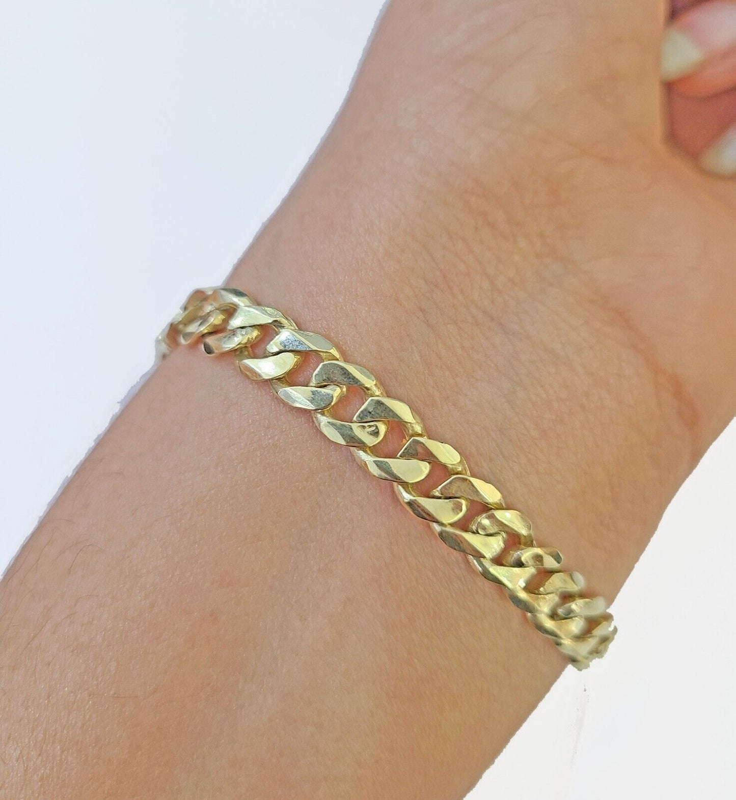 10k Gold St Lazaro Miami Cuban Bracelet Size 8" Inches 7mm 10kt Mens Ladies