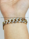 10K Yellow Gold Royal Miami Cuban Bracelet Diamond Cut 8 inch 13mm