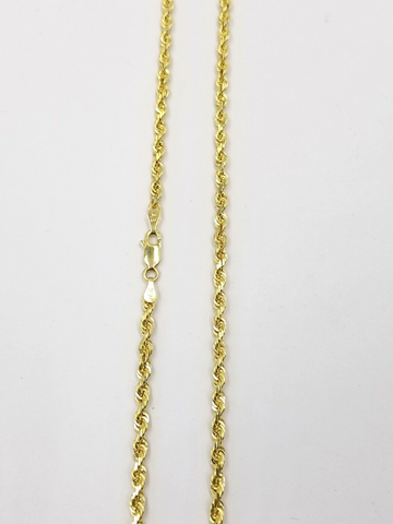 Real 18k Solid Yellow Gold Rope Chain 2mm Diamond Cut 18" Inches Lobster Lock