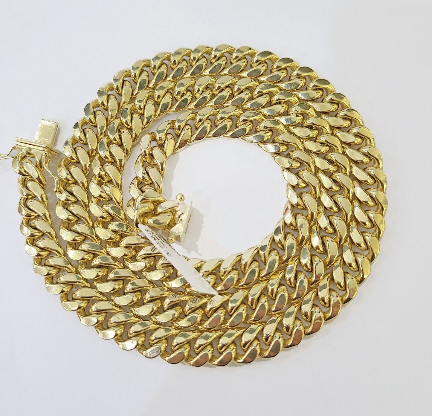 Real 14k Gold Miami Cuban Link Chain Necklace 9mm 24 inches Box lock 14kt