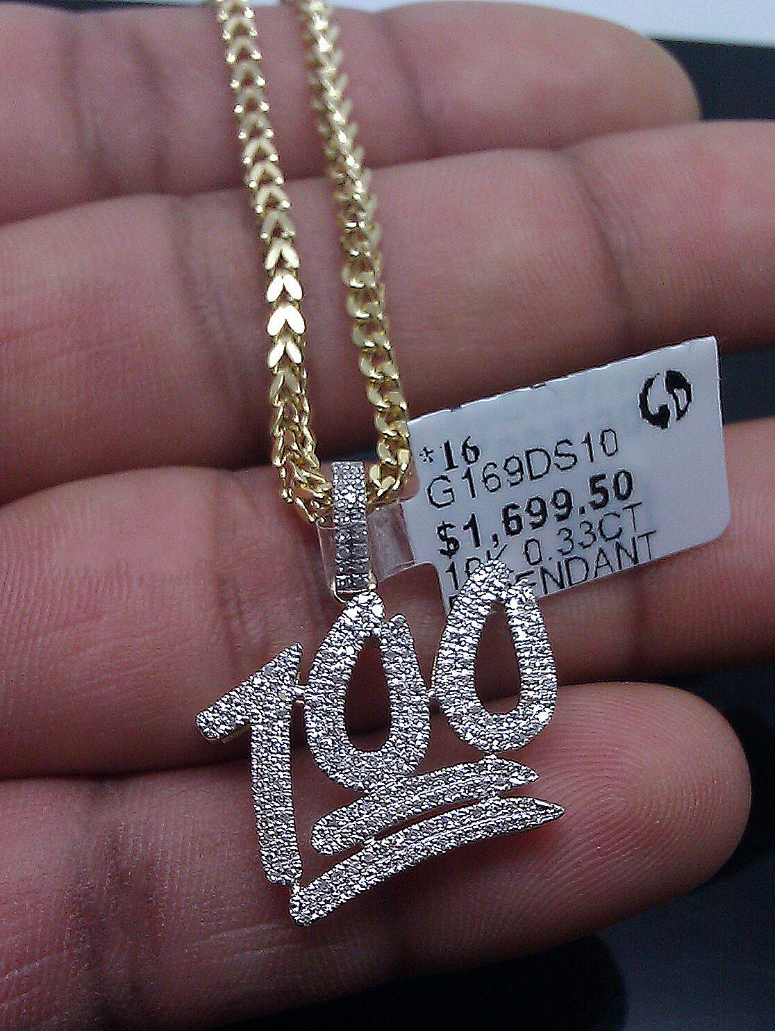 Real 10K Yellow Gold 100 Emoji Diamond Charm 10k Franco Gold Chain 22"