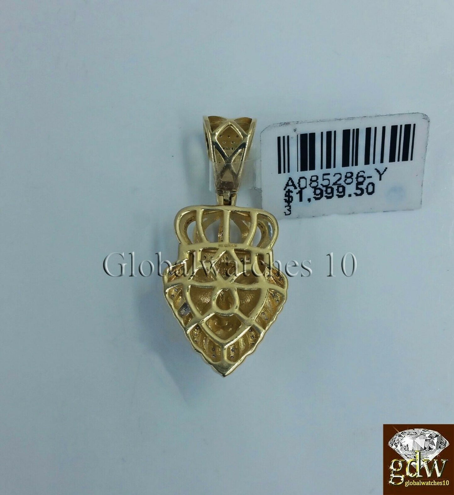 10k Yellow Gold Lion Head 1.25" Inch Charm/Pendant with Real Diamonds, Angel.