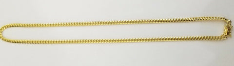 ladies 14k Yellow Gold Necklace Chain Women Cuban link  4mm 18" Box Lock