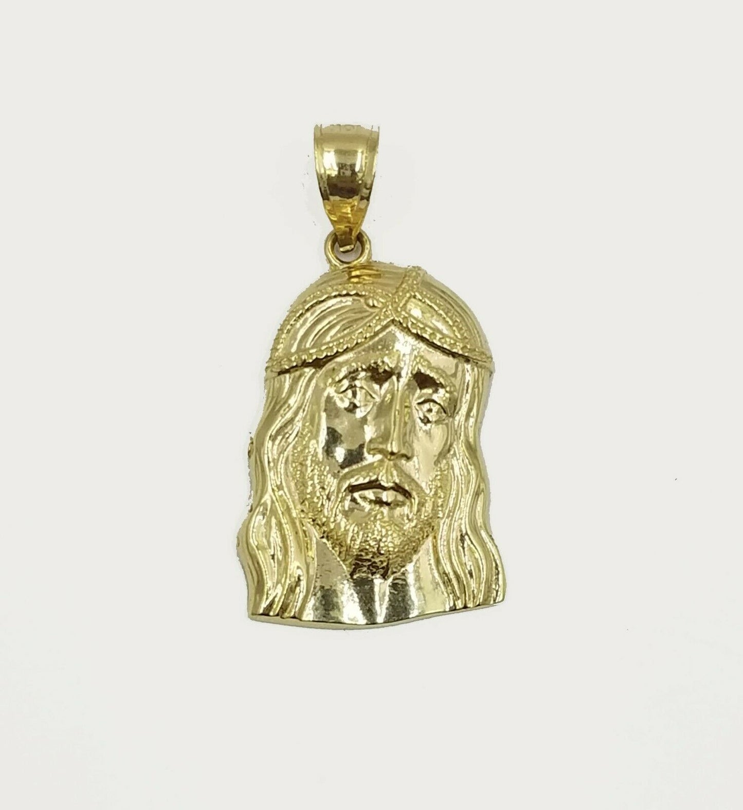 Real 10k Yellow Gold Jesus Head Charm Rope Chain 2.5mm 18" 20" 22" 24' 26" 28"