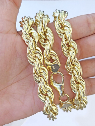 10k Real Gold Rope Chain Thick 12mm Men Chain 24 Inches Genuine