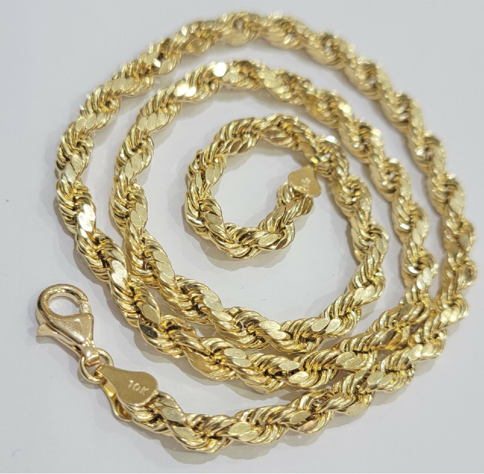 10K Yellow Gold 6mm Rope Chain 18 20 22 24 26 28 30 – Globalwatches10
