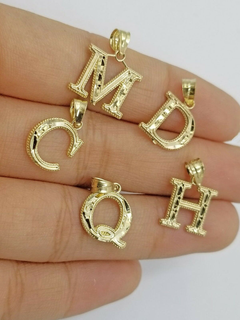 Fine Jewelry 10K Solid Yellow Gold Heart Initial Letter Charm Pendant A-Z Alphab - Foto 3