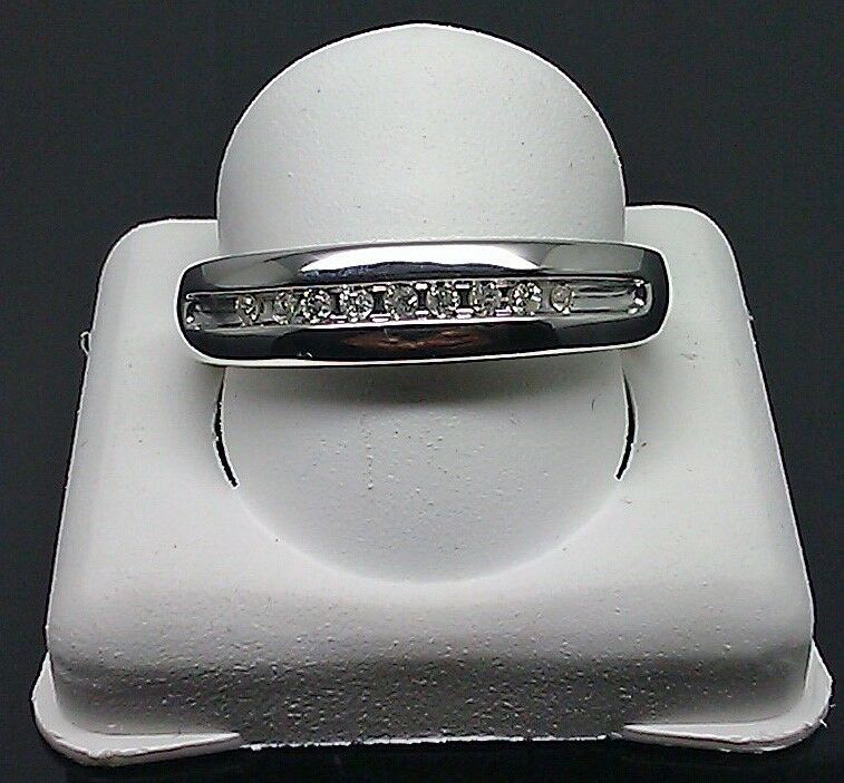 REAL 10k White Gold Wedding  Anniversary Band Ring Real Diamond Men SIZE 10