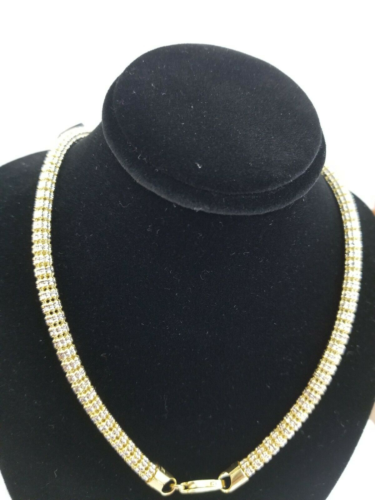 10k Yellow Gold Iced Bead Chain Diamond Cut Men Women 24" Necklace 5mm REAL