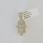 10k Diamond Hamsa Charm Miami Cuban Chain 4mm 22 inch SET Yellow Gold
