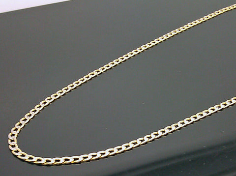 22" Real 10K Yellow Gold Link Chain Necklace Diamond Cut Chain Men Women