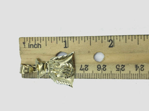 10k Money Bag Yellow Gold Lucky $ Dollar Sign Bag Charm Diamond cut Pendant