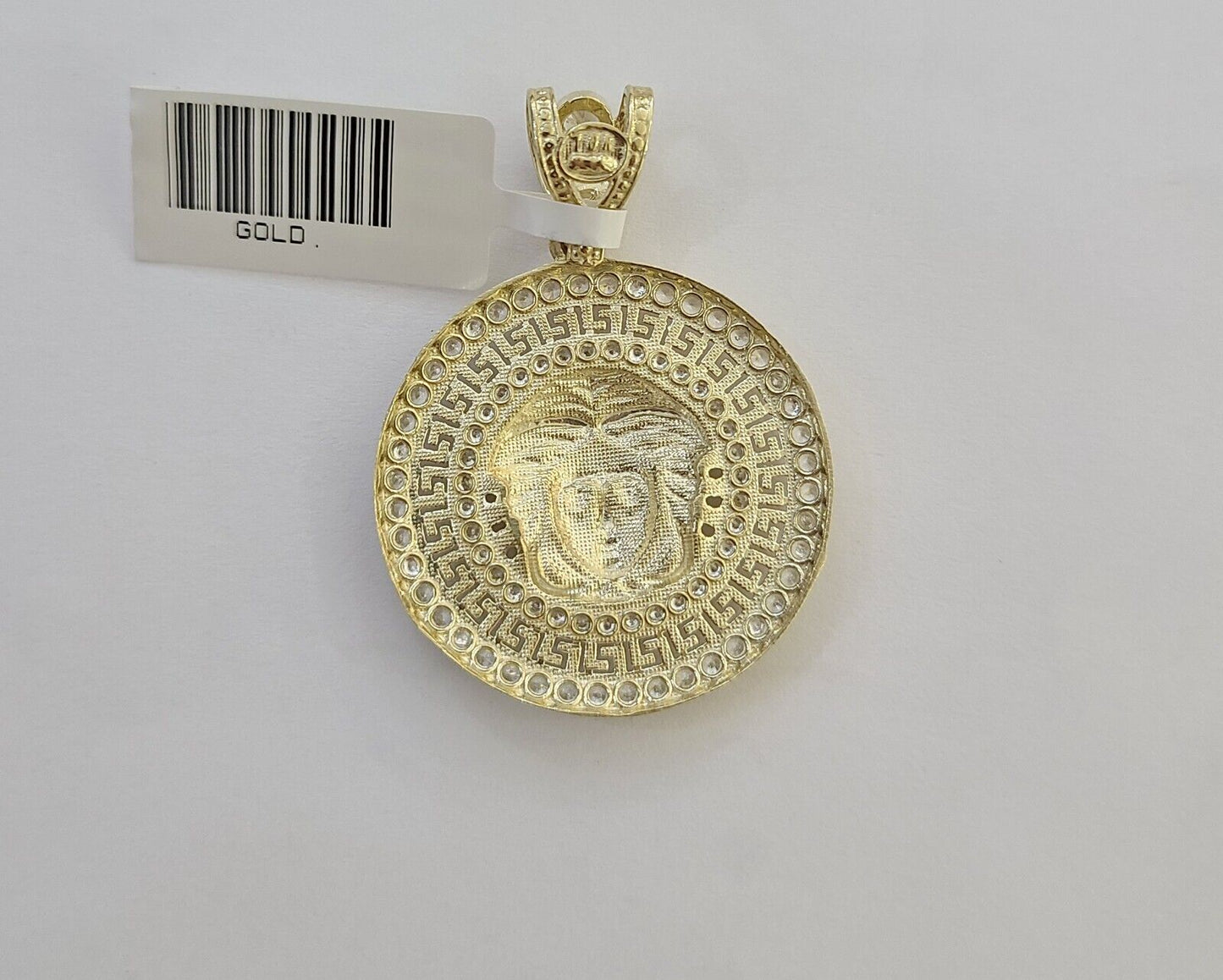 Real 10k Yellow Gold Head Charm Pendant 1.5" Inches Round Charm Circular 10kt