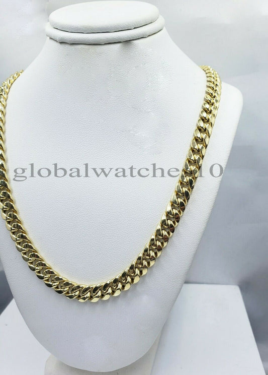 10k Mens Gold Chain Miami Royal Design Cuban Link Box Lock 7.1mm 18 inch Real