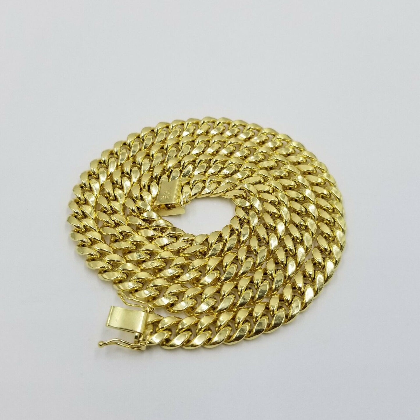 10K Yellow Gold Miami Cuban Thick Chain Necklace Strong Box Lock 8mm 22" Men's