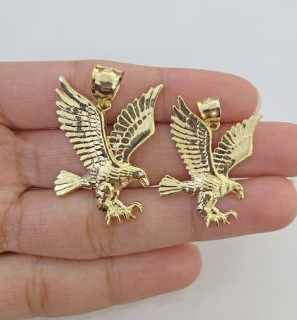 10K Yellow Gold Flying Eagle Charm 1 - 2" Inch Bird Pendent Real 10kt