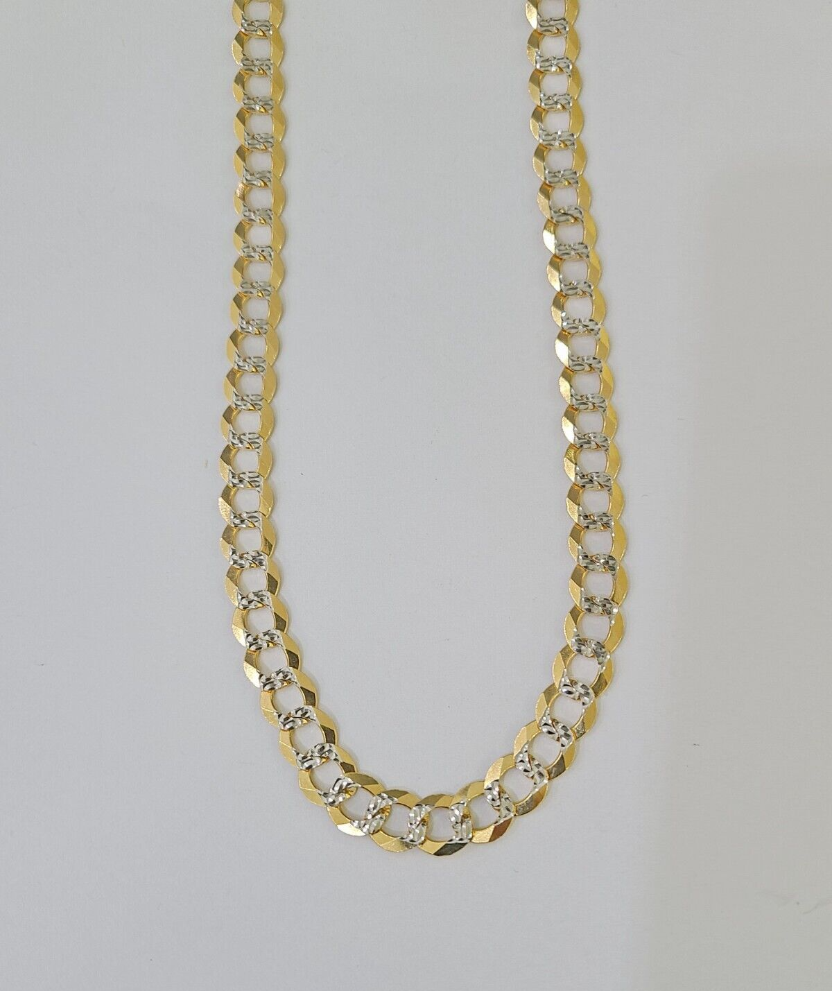 REAL 14k Solid Cuban Curb Link necklace with Diamond Cuts 24 inches 8mm 14kt