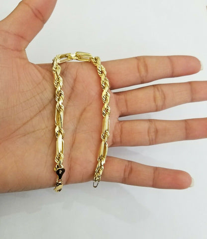 10k Yellow Gold Milano Rope Chain bracelet 8" 5mm real gold hand chain , 10kt