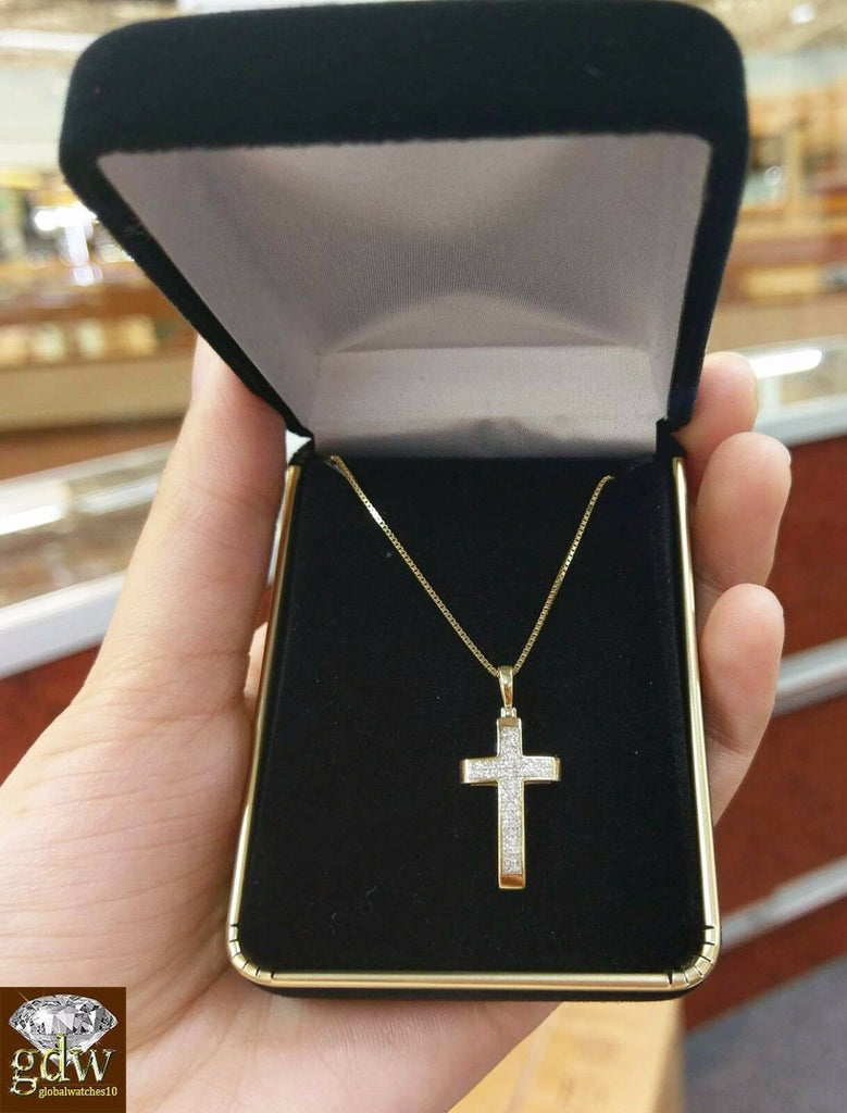 10K Gold Cross Baguette Ladies Pendant with 0.25ct Diamonds With Chain -  King Johnny - Johnny's Custom Jewelry