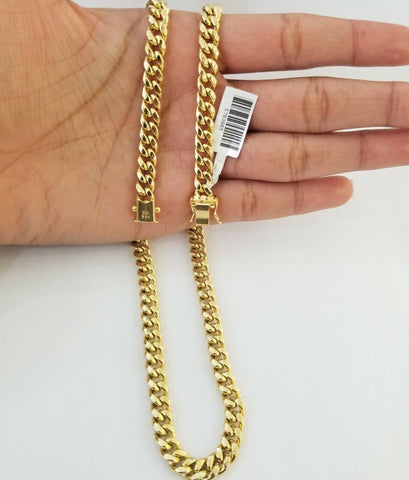 Real 14k Gold Miami Cuban Link Necklace Chain 6mm 20" box Lock