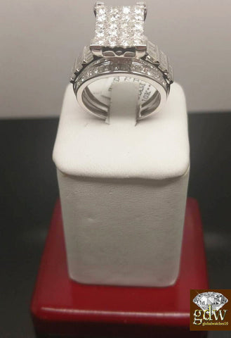 2CT Diamond Solid 10k White Gold Ring Engagement Wedding Cinderella Ladies REAL