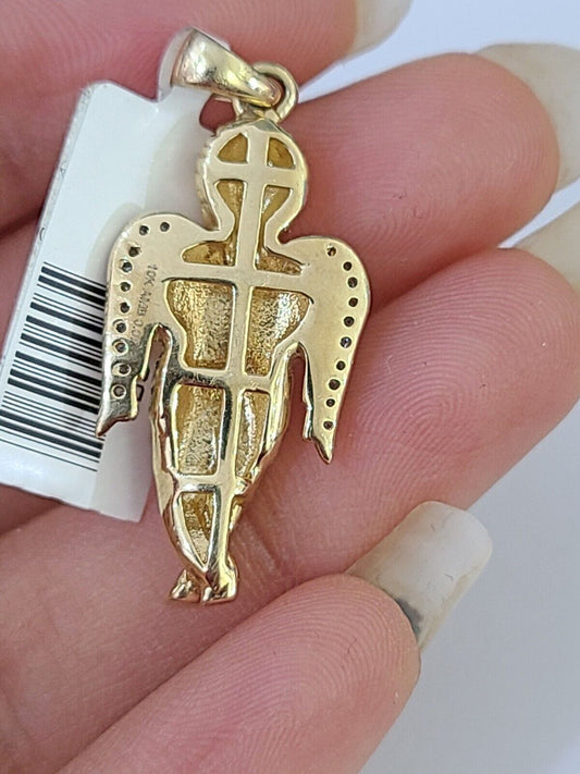 10K Real Praying Hands Charm/Pendant 0.07 CT Made with Yellow Gold and Diamonds