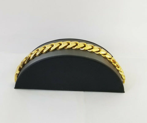 10K Yellow Gold Monaco Bracelet 9 inch 15mm , cuban link hand chain Real 10kt