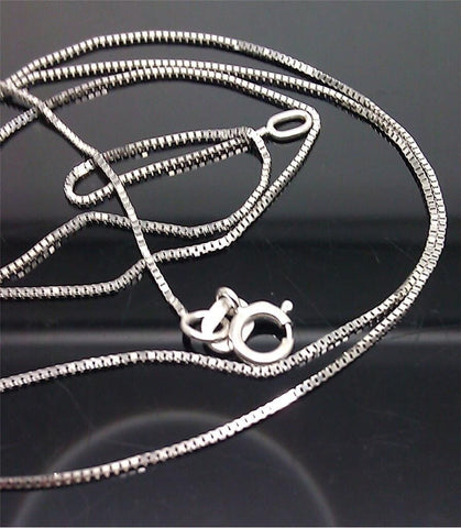 Real 10K White Gold Solid Box Chain 16" 18" 20" 22" Inches