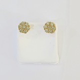 10k Yellow gold Flower Earrings with Real 1.52CT diamond screw-bag ,Women studs