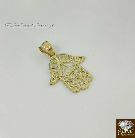 10k Gold Charm Pendant Hamsa Hand with Franco Chain in20 22 24 26 Inch Real Gold